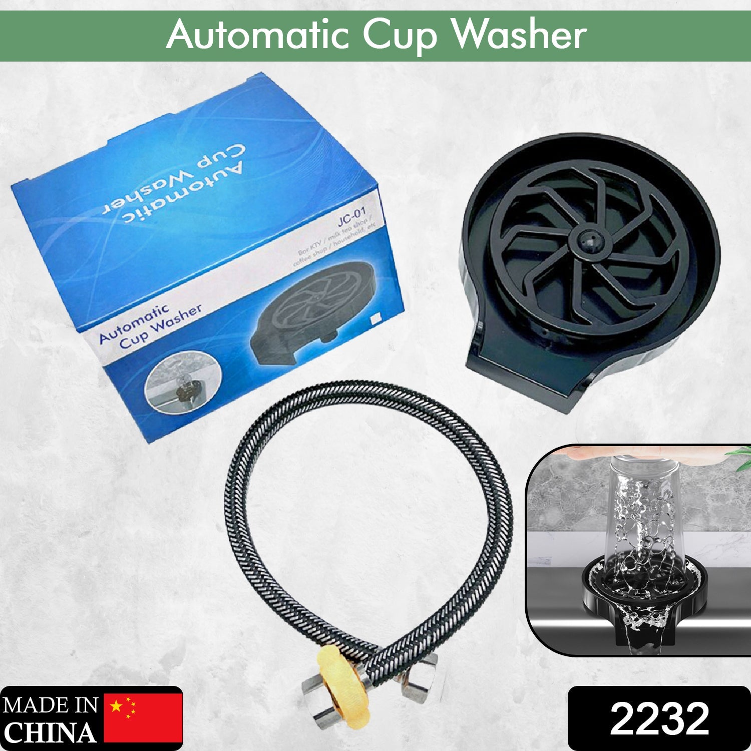 2232 Automatic Cup Washer or Glass Rinser for Kitchen Sink, Black Kitchen Sink Cleaning Spray Cup Washer, Bar Glass Washer. DeoDap 2232 Automatic Cup Washer or Glass Rinser for Kitchen Sink, Black Kitchen Sink Cleaning Spray Cup Washer, Bar Glass Washer. DeoDap